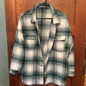 Boohoo Oversized Check Shacket in Green